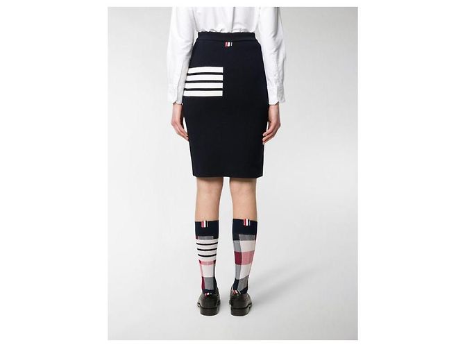 Thom Browne Pantalones de lana merina Stripe Link Stitch Azul - vista 16