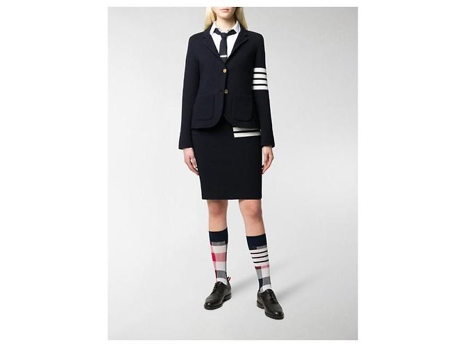 Thom Browne Pantalones de lana merina Stripe Link Stitch Azul - vista 17