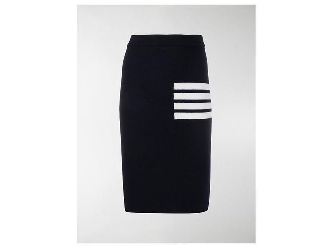 Thom Browne Pantalones de lana merina Stripe Link Stitch Azul - vista 19