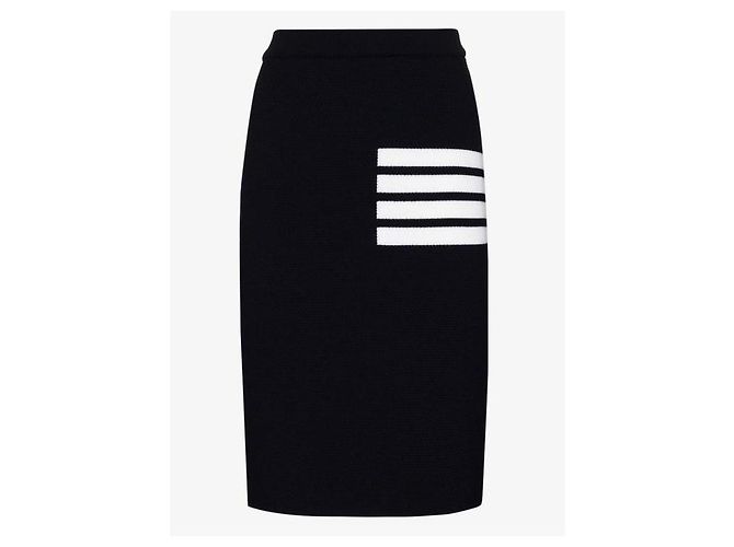 Thom Browne Pantalones de lana merina Stripe Link Stitch Azul - vista 21