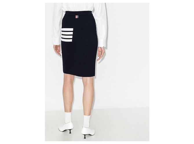 Thom Browne Pantalones de lana merina Stripe Link Stitch Azul - vista 22