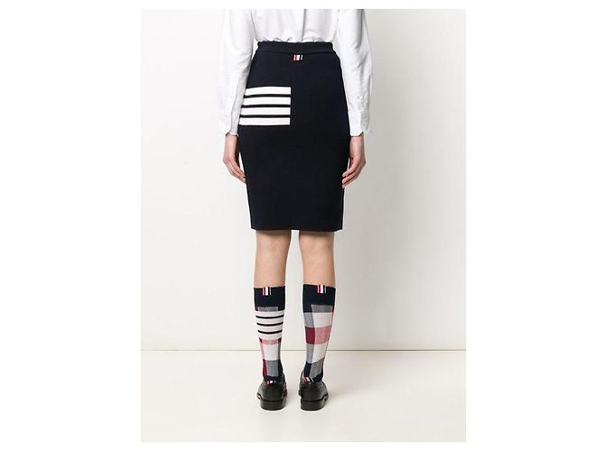 Thom Browne Pantalones de lana merina Stripe Link Stitch Azul - vista 27