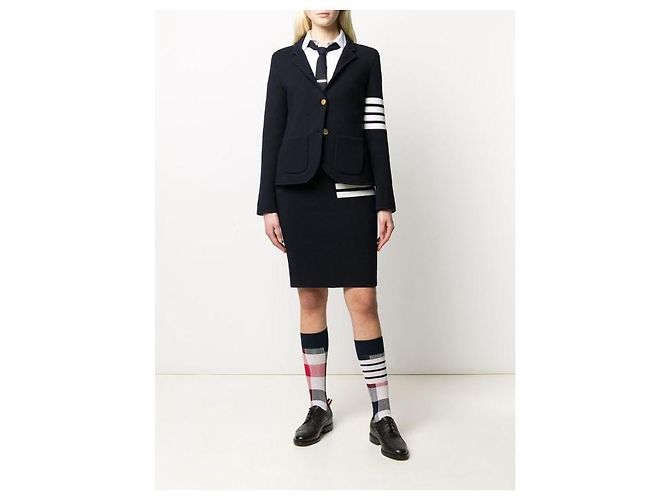Thom Browne Pantalones de lana merina Stripe Link Stitch Azul - vista 5