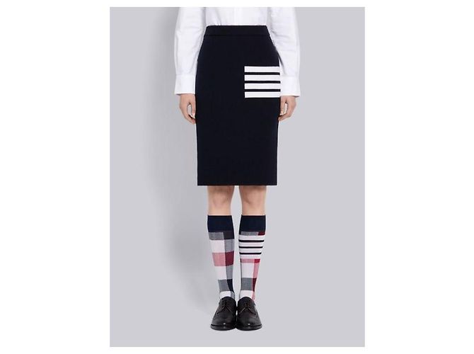 Thom Browne Pantalones de lana merina Stripe Link Stitch Azul - vista 9
