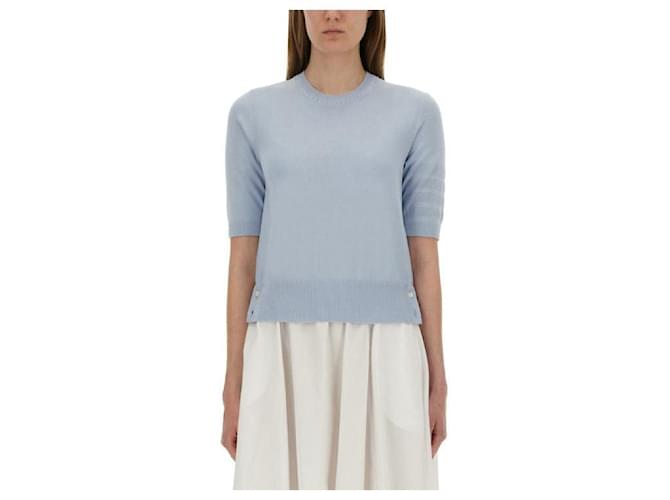 Thom Browne Stitch Pointel Bar T-Shirt Blau - Ansicht 4