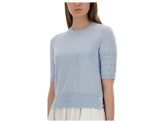 Thom Browne Stitch Pointel Bar T-Shirt Blau - Ansicht 7