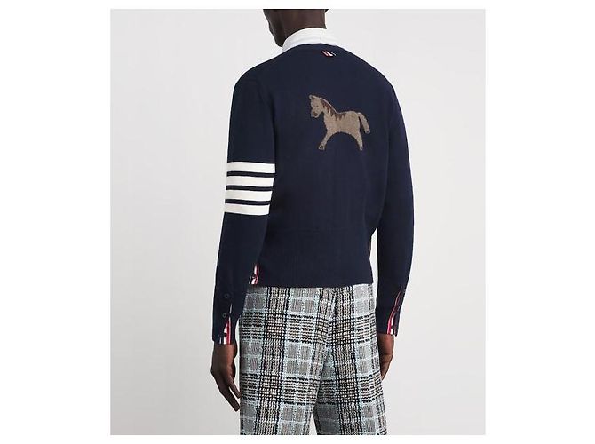 Thom Browne Luna New Year Horse Intarsia V-Neck Wool Sweater - view 6