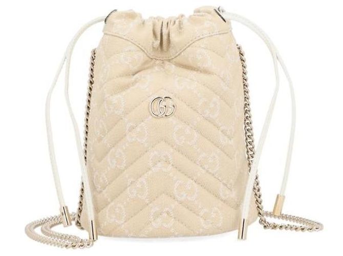 Gucci Borsa a secchiello GG Marmont Piccola Monogramma Marrone - vista 4