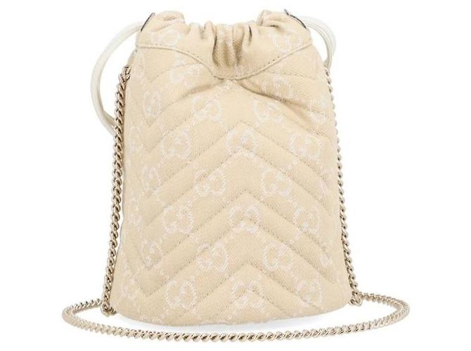Gucci Borsa a secchiello GG Marmont Piccola Monogramma Marrone - vista 7