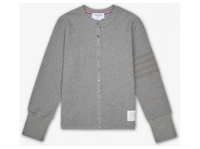 Thom Browne Cárdigan de algodón a rayas Castaño - vista 4