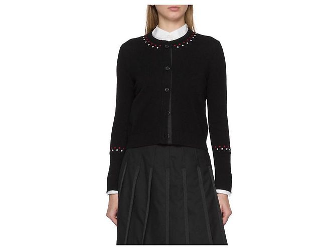 Thom Browne Crewneck Crop Cashmere Strickjersey Schwarz - Ansicht 4
