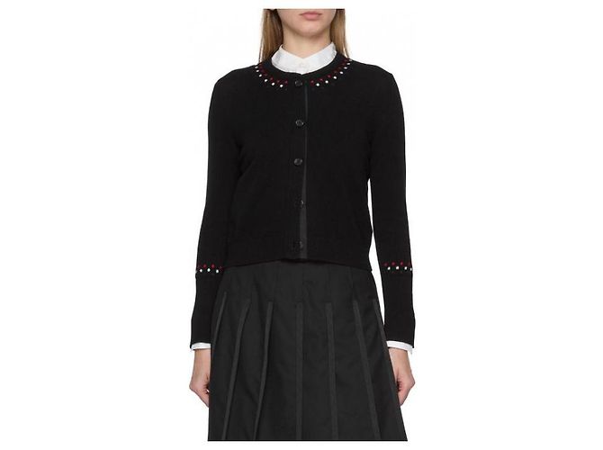 Thom Browne Crewneck Crop Cashmere Strickjersey Schwarz - Ansicht 5