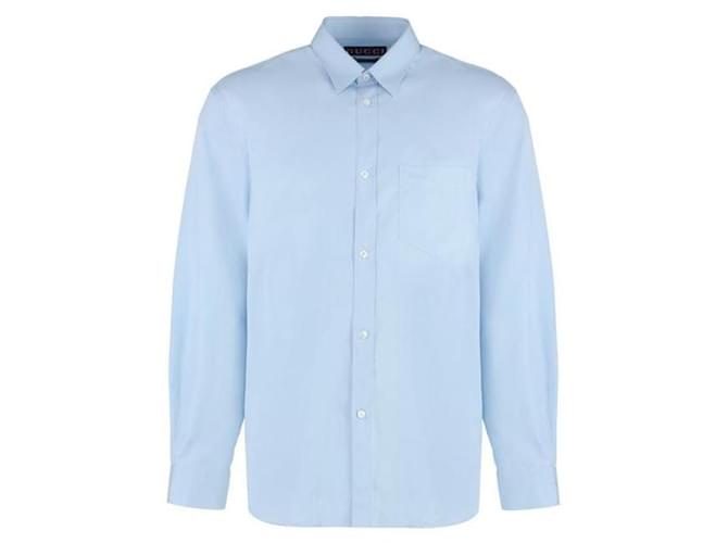 Gucci Camicia in popeline di cotone Blu - vista 4