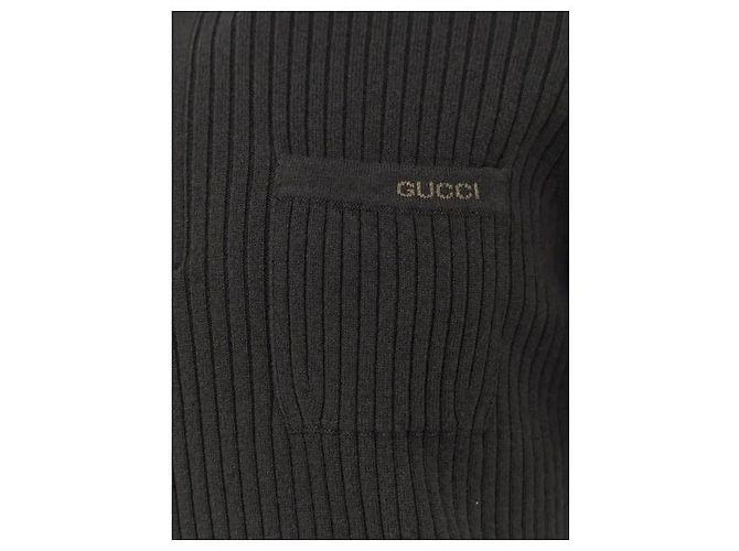 Gucci Polo aus Rippstrick aus Kaschmir und Wolle Grün - Ansicht 6