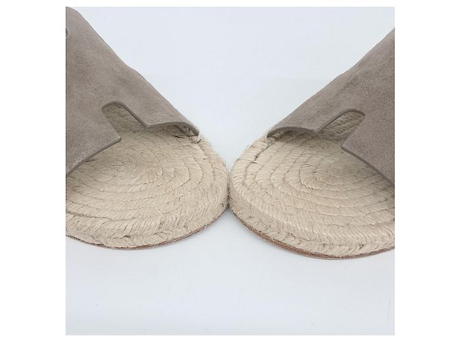Pantofole Espadrille Antigua in Camoscio Hermès Marrone - vista 2