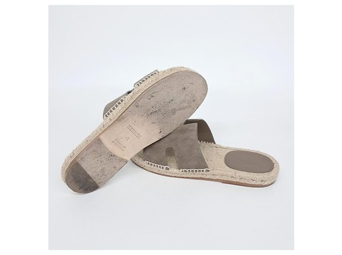 Pantofole Espadrille Antigua in Camoscio Hermès Marrone - vista 4