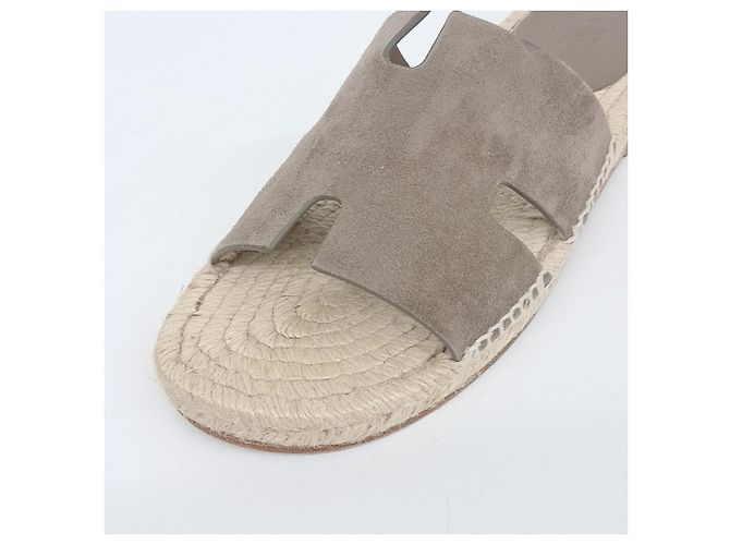 Pantofole Espadrille Antigua in Camoscio Hermès Marrone - vista 5