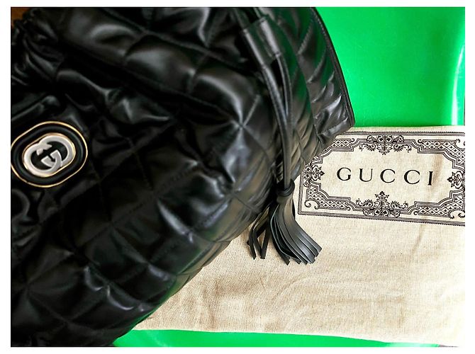 Borsa a mano Gucci Deco in pelle trapuntata nera Nero - vista 12