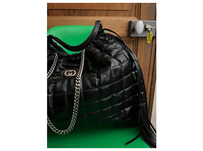 Borsa a mano Gucci Deco in pelle trapuntata nera Nero - vista 3