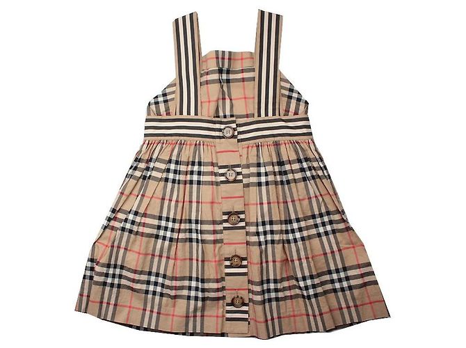 Burberry Abito Jumper a Quadri per Bambini Marrone - vista 2