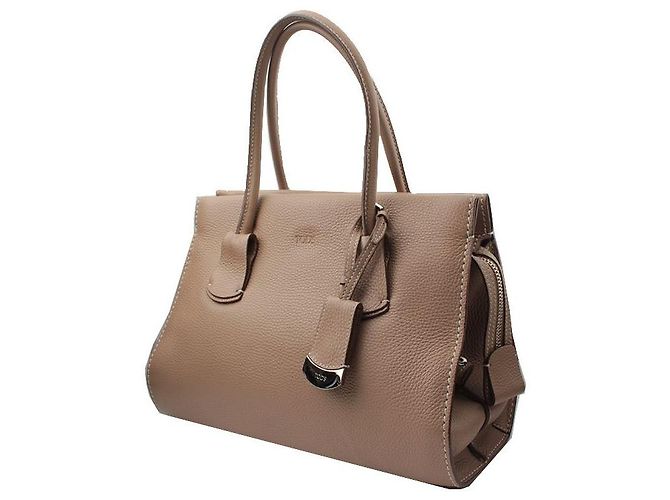 Tod's Borsa tote in pelle marrone taupe - vista 2