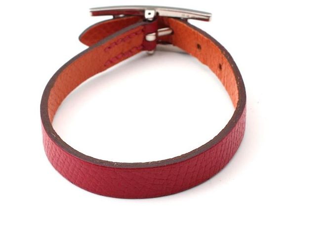 Hermès Pulsera Hapi reversible con hebilla plateada naranja roja - vista 3