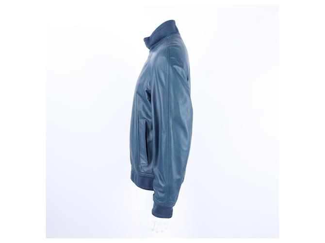 Hermès Wendbare Lederjacke Blau - Ansicht 2