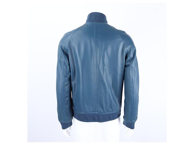 Hermès Wendbare Lederjacke Blau - Ansicht 3