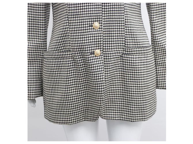 Versace Women's Collar Wool Check Jacket - view 5