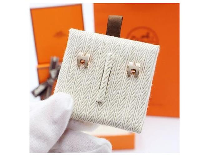 Hermès Orecchini Mini Pop Ash in Oro Rosa Maron Glacé - vista 3