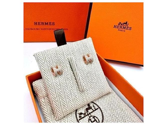 Hermès Orecchini Mini Pop Ash in Oro Rosa Maron Glacé - vista 5