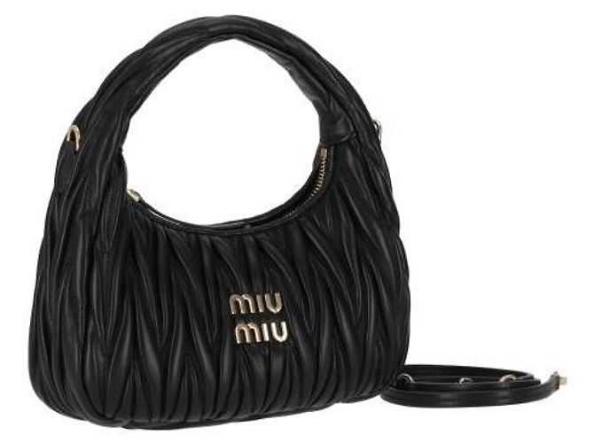 Miu Miu Borsa Hobo in pelle Napa Nero - vista 5