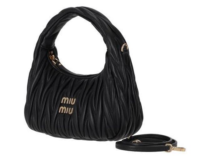 Miu Miu Borsa Hobo in pelle Napa Nero - vista 6