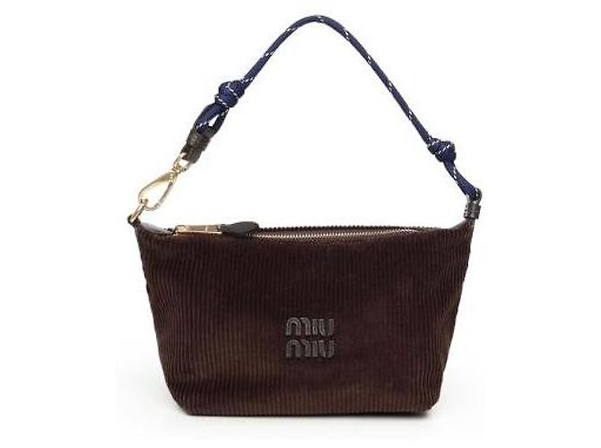 Miu Miu Pochette in velluto a coste Blu - vista 4