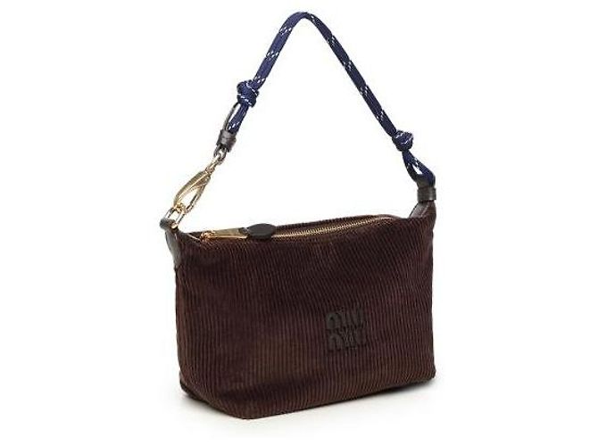 Miu Miu Pochette in velluto a coste Blu - vista 5
