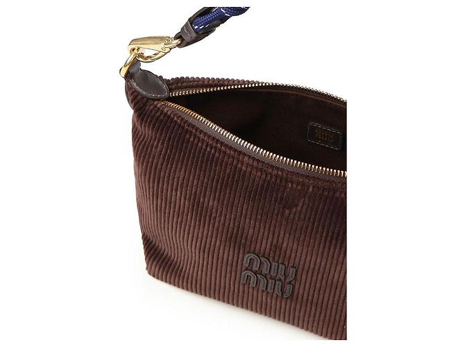 Miu Miu Pochette in velluto a coste Blu - vista 7