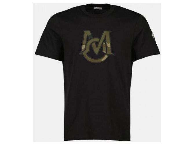 Moncler Baumwoll-T-Shirt mit Monogramm Schwarz - Ansicht 5