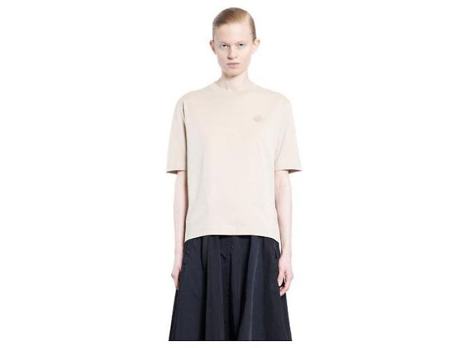 Moncler Baumwoll-T-Shirt mit Silikon-Logo-Patch Braun - Ansicht 4