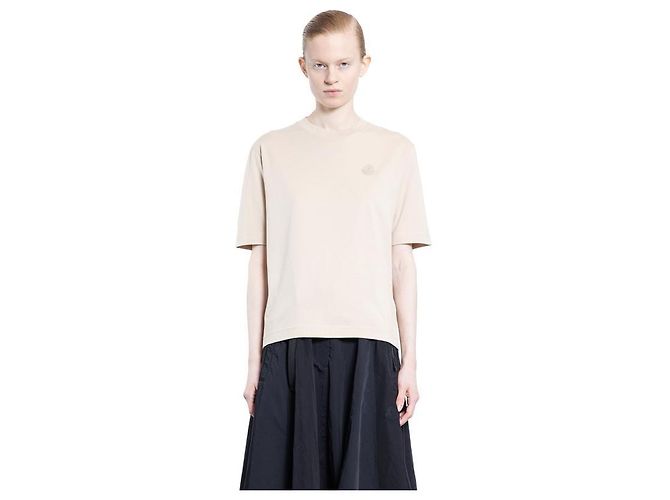 Moncler Baumwoll-T-Shirt mit Silikon-Logo-Patch Braun - Ansicht 6