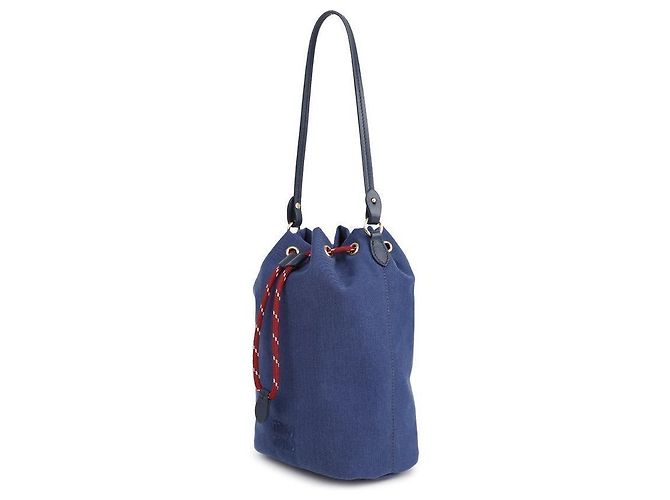 Miu Miu Pochette Bucket in Gabardine Blu - vista 4