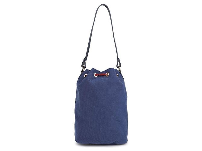 Miu Miu Pochette Bucket in Gabardine Blu - vista 5