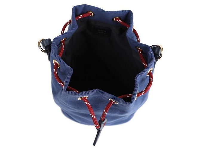 Miu Miu Pochette Bucket in Gabardine Blu - vista 7