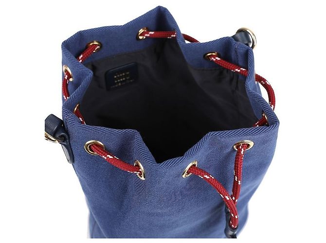 Miu Miu Pochette Bucket in Gabardine Blu - vista 8