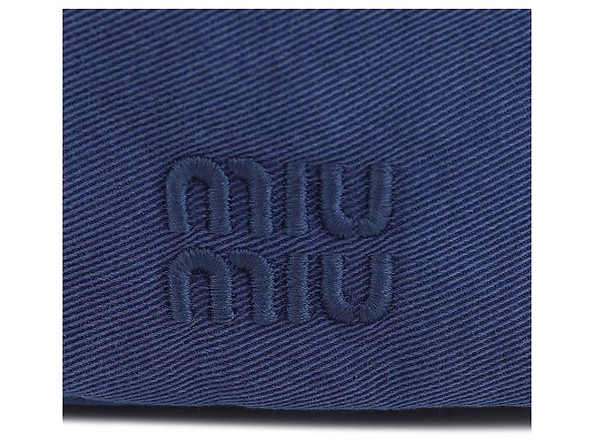 Miu Miu Pochette Bucket in Gabardine Blu - vista 9