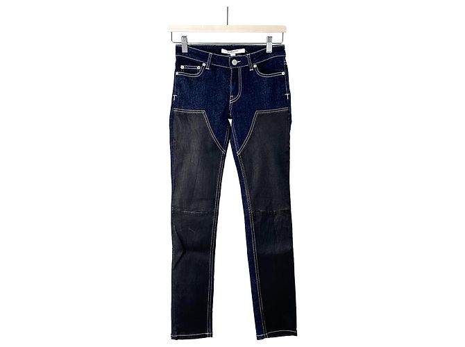 Givenchy Leder Slim Fit Denim Jeans Blau - Ansicht 3