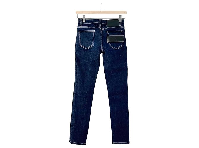 Givenchy Leder Slim Fit Denim Jeans Blau - Ansicht 4