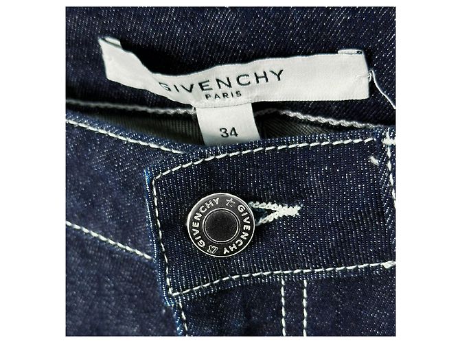 Givenchy Leder Slim Fit Denim Jeans Blau - Ansicht 5