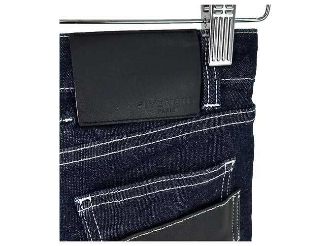 Givenchy Leder Slim Fit Denim Jeans Blau - Ansicht 8