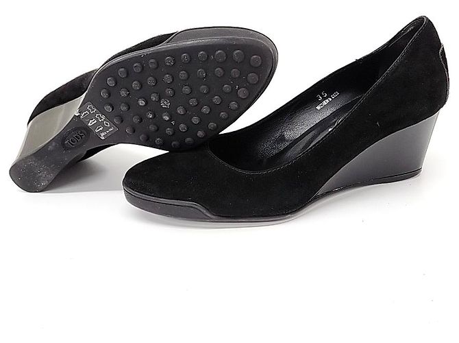 Scarpe con zeppa in suede Tod's Nero - vista 4