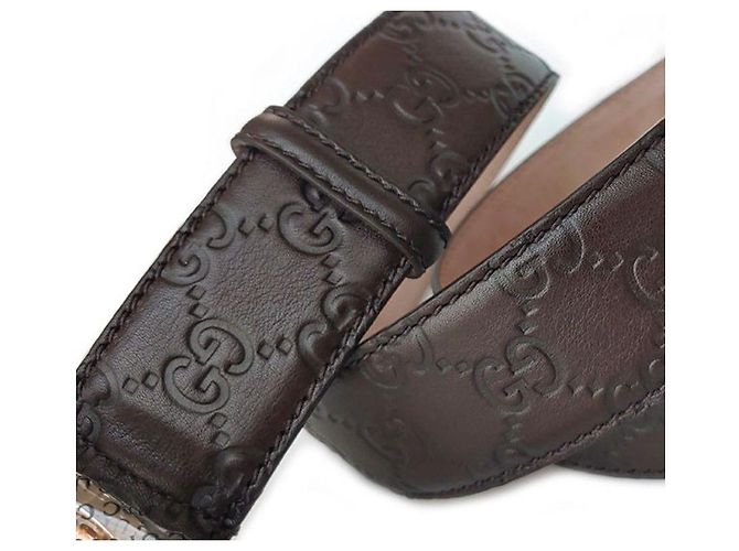 Gucci Signature Buckle Cima Belt Chocolate Silvery - view 4